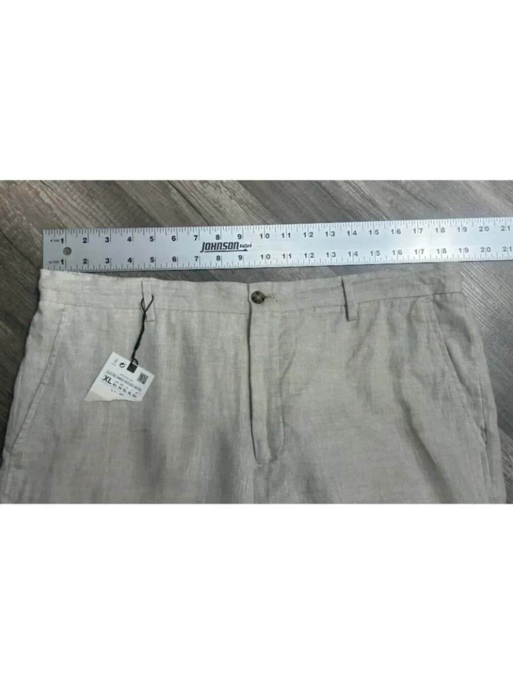 ZARA 100% Linen Ankle Pants Women's Sz XL Beige High Rise Beach Resort Vacation